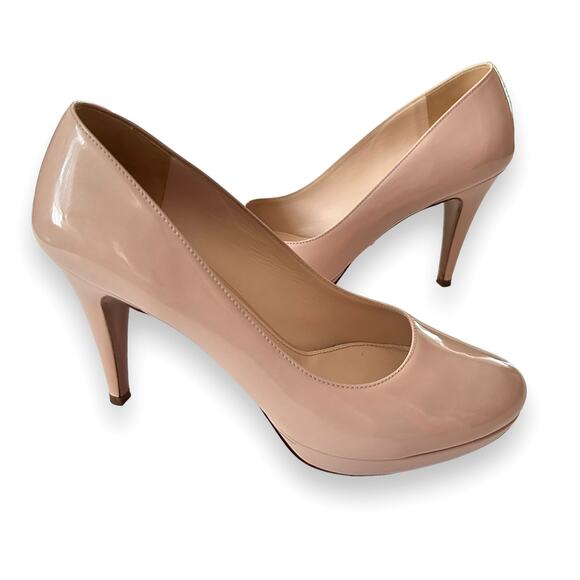 Prada Nude Patent Leather Platform Heels Size 7.5 or Euro 38 - Picture 2 of 10